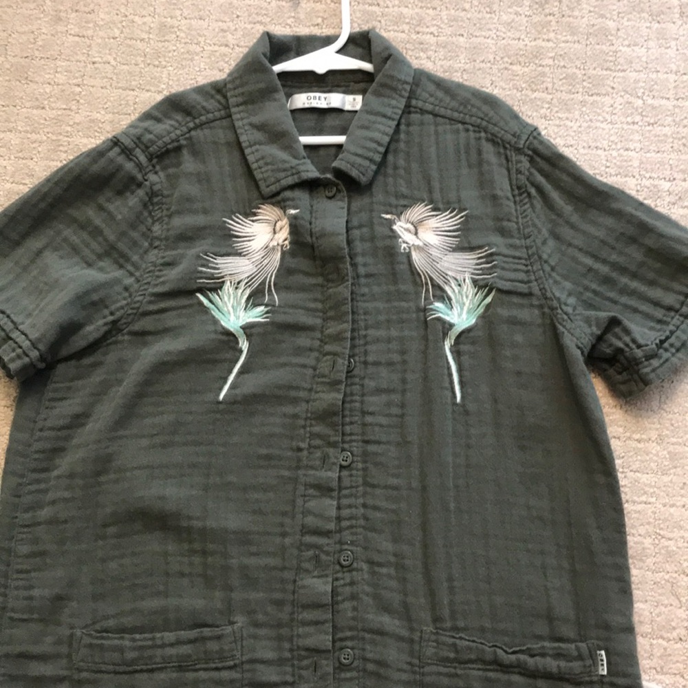 OBEY women’s button down short sleeve